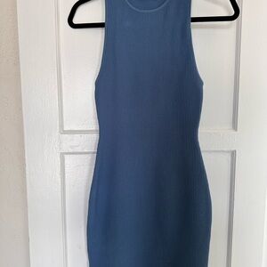 Babaton Ribbed Mini Dress in Deep Blue